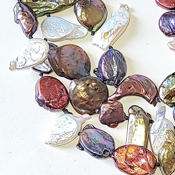 KESHI PEARL NECKLACE - 40" LONG MULTI-COLORED PEARLS - Picture 4 of 12